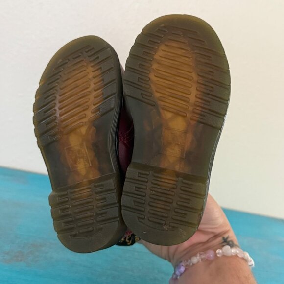 Dr. Martens Red Leather Toddler Lace-Up Boots With Side Zippers Size 6T - Picture 8 of 9